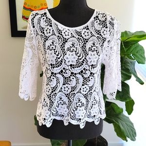 BeBe Cotton Lace Crochet Top